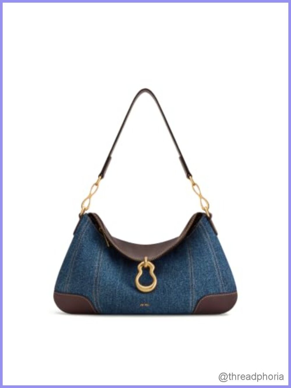 Washed Denim Metal Pendant Embellished Shoulder Bag Hobo